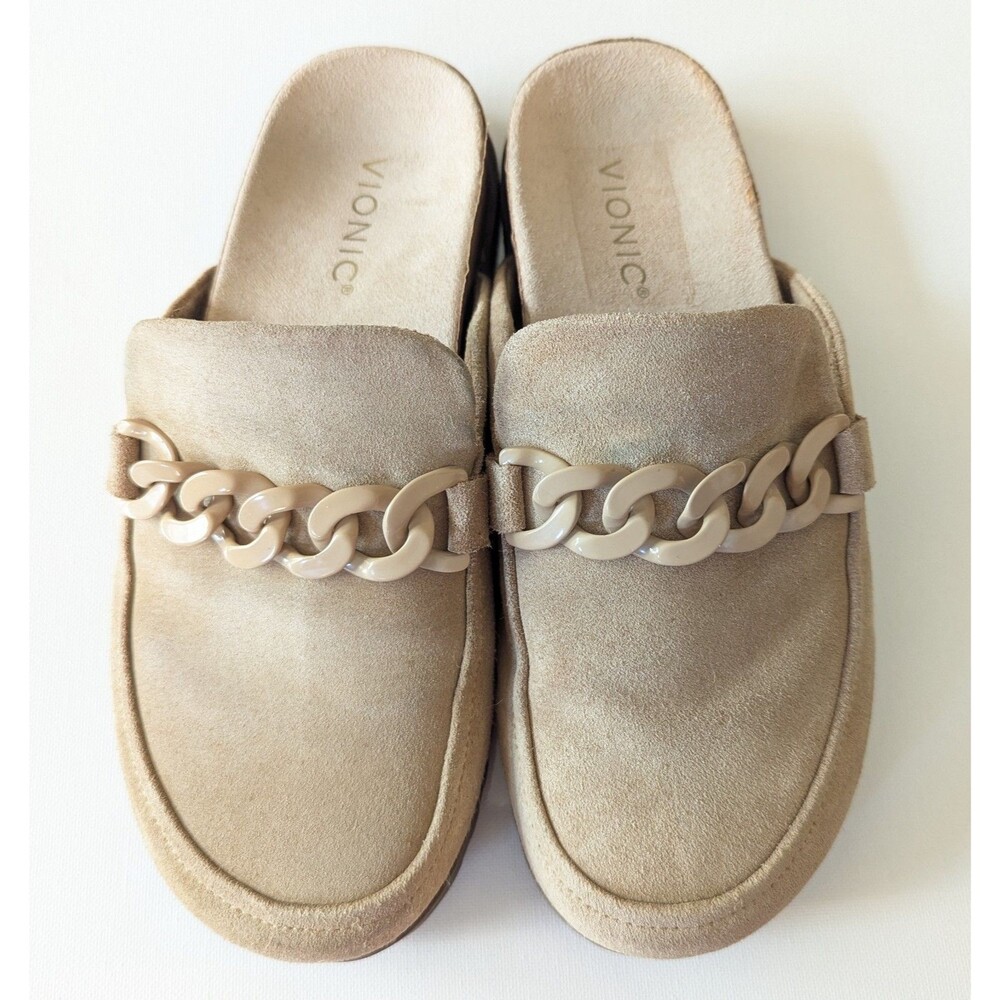Vionic Georgie Women's Size 7 Slip On Shoes Tan Suede Mules Sandals - Picture 11 of 11